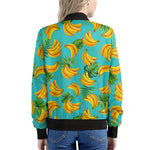 Tropical Banana Leaf Pattern Print Women's Bomber Jacket