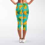 Tropical Banana Leaf Pattern Print Women's Capri Leggings