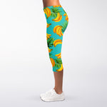 Tropical Banana Leaf Pattern Print Women's Capri Leggings