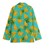 Tropical Banana Leaf Pattern Print Women's Cotton Blazer