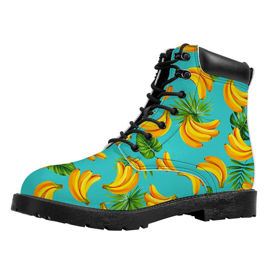 Tropical Banana Leaf Pattern Print Work Boots