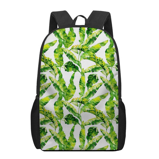 Tropical Banana Leaves Pattern Print 17 Inch Backpack