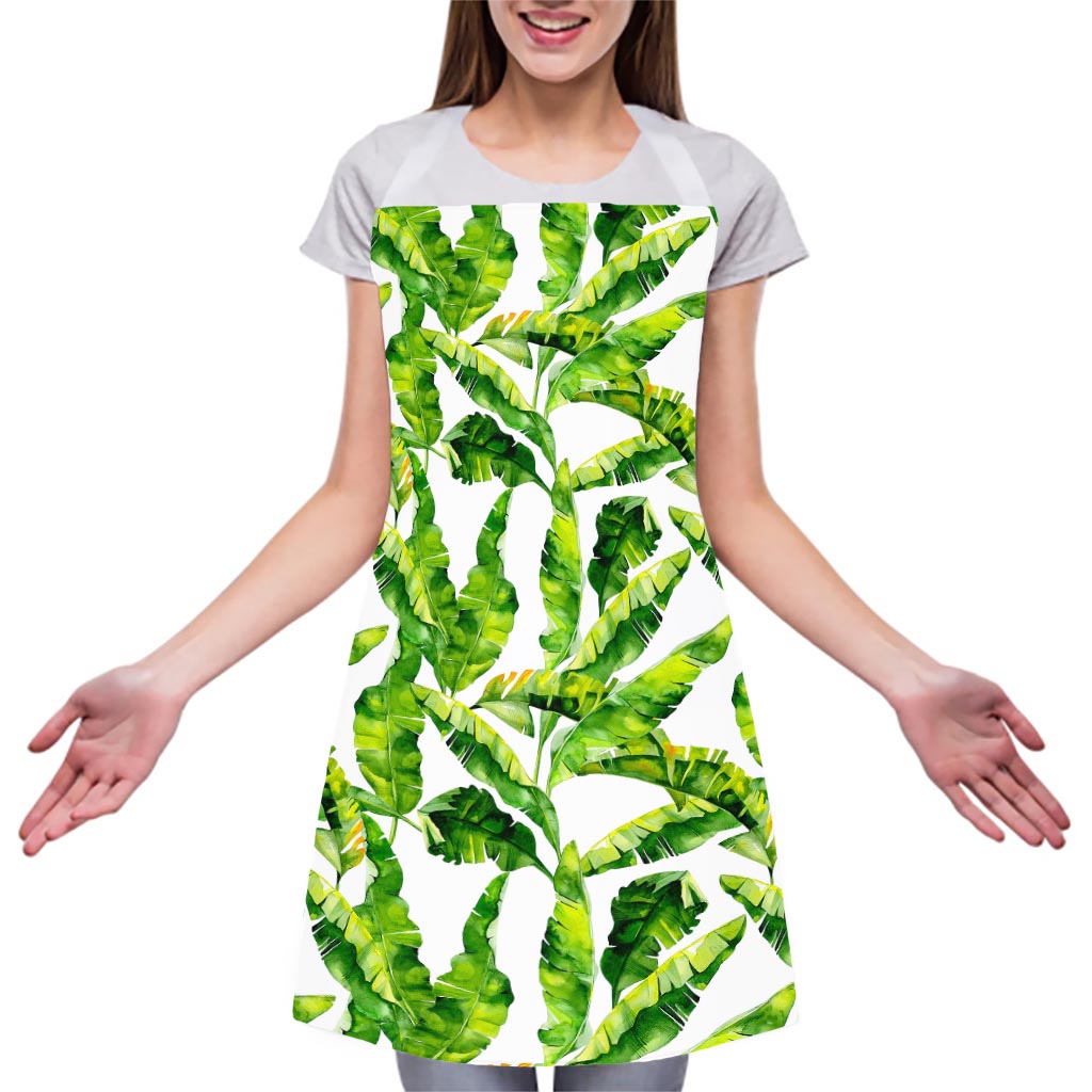 Tropical Banana Leaves Pattern Print Adjustable Apron
