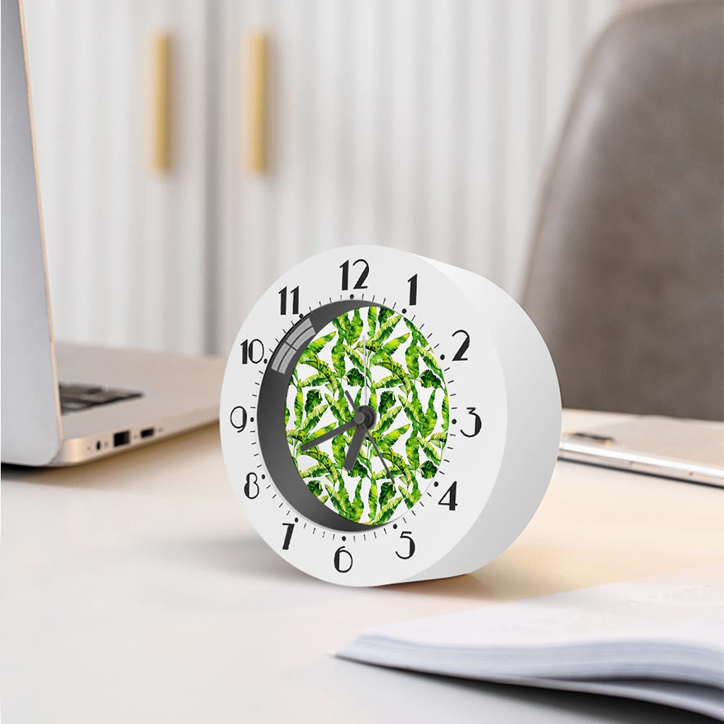 Tropical Banana Leaves Pattern Print Alarm Clock