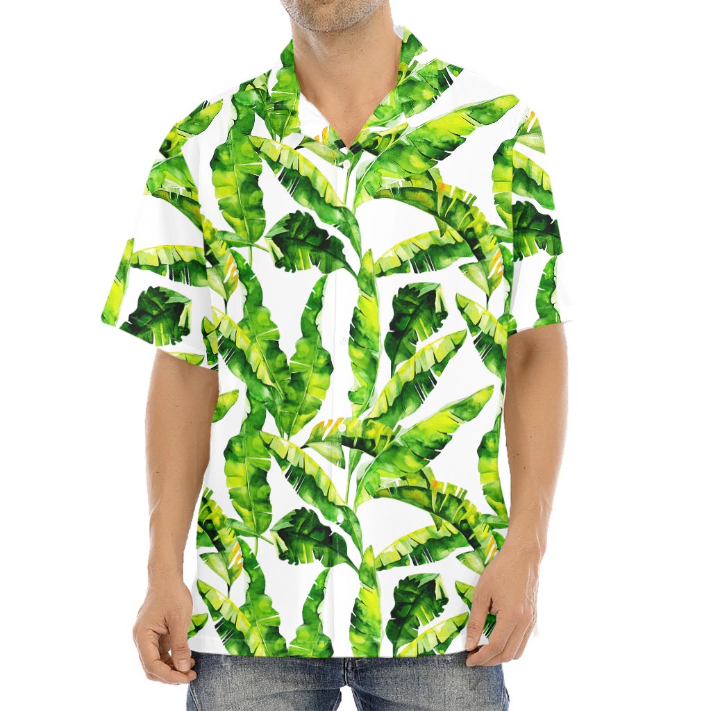 Tropical Banana Leaves Pattern Print Aloha Shirt