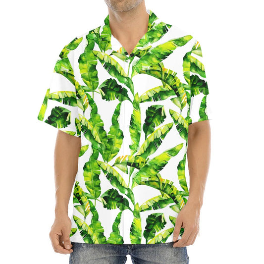 Tropical Banana Leaves Pattern Print Aloha Shirt