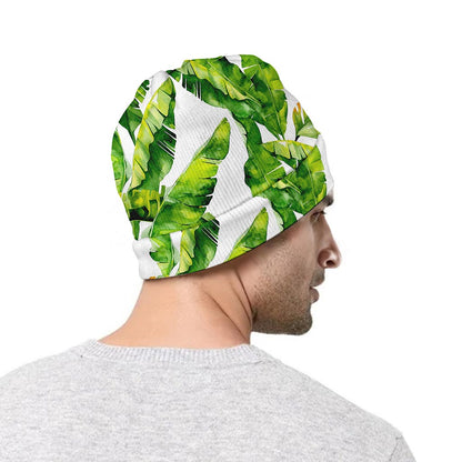 Tropical Banana Leaves Pattern Print Beanie