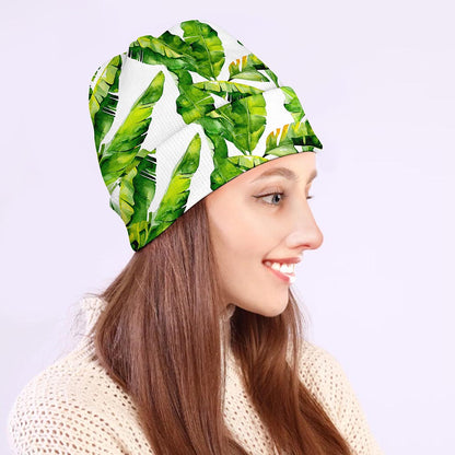 Tropical Banana Leaves Pattern Print Beanie