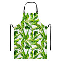 Tropical Banana Leaves Pattern Print Bib Apron With Pocket