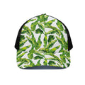 Tropical Banana Leaves Pattern Print Black Mesh Trucker Hat