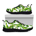 Tropical Banana Leaves Pattern Print Black Running Shoes