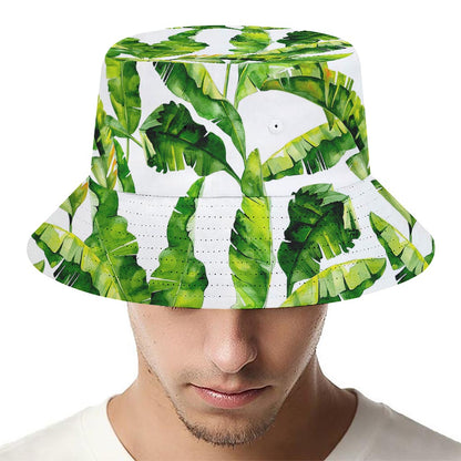 Tropical Banana Leaves Pattern Print Bucket Hat