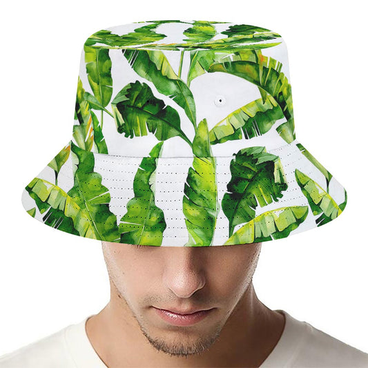 Tropical Banana Leaves Pattern Print Bucket Hat