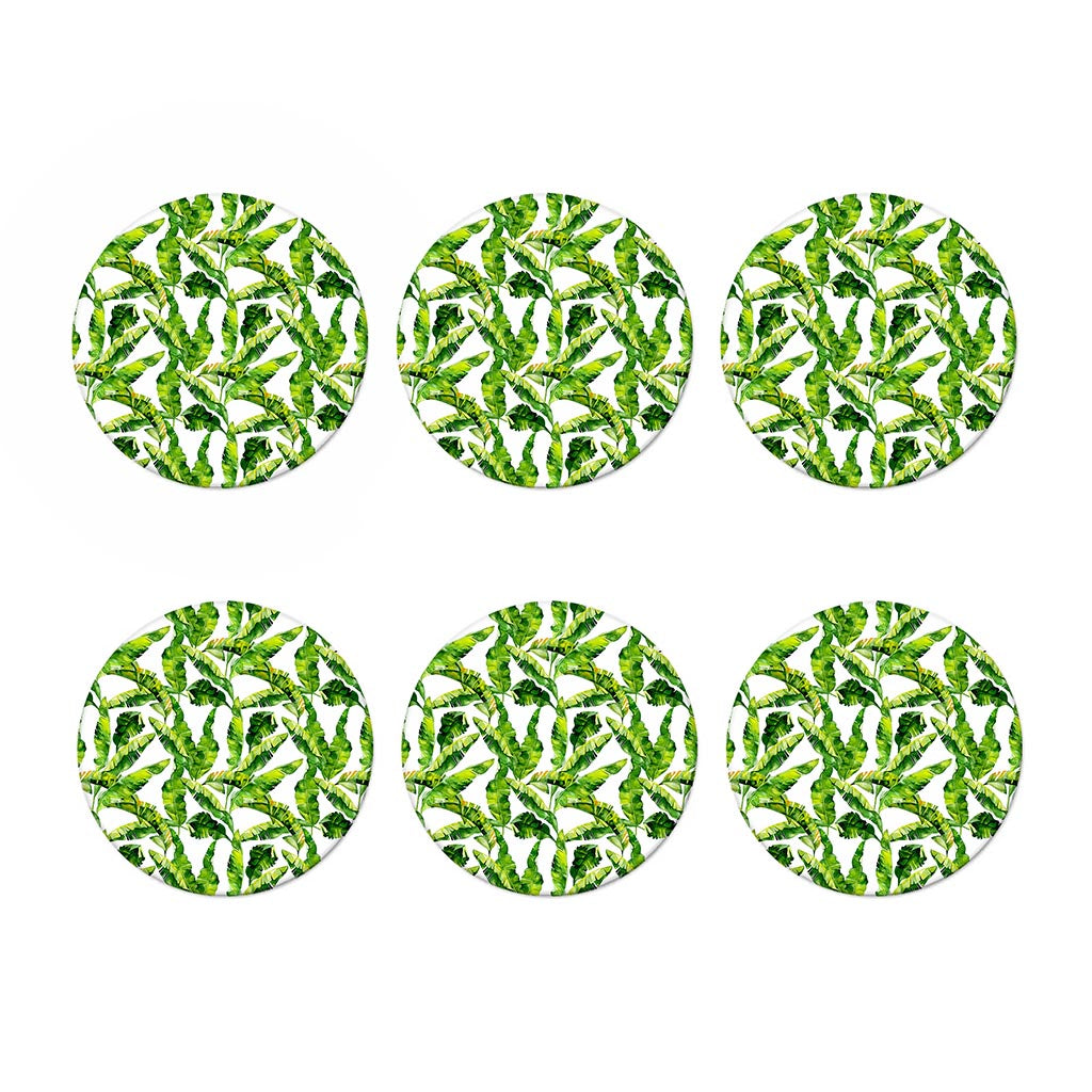 Tropical Banana Leaves Pattern Print Coaster Set