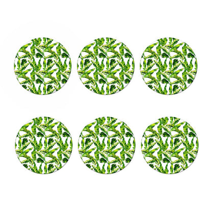 Tropical Banana Leaves Pattern Print Coaster Set