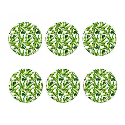 Tropical Banana Leaves Pattern Print Coaster Set
