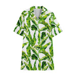 Tropical Banana Leaves Pattern Print Cotton Hawaiian Shirt