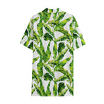 Tropical Banana Leaves Pattern Print Cotton Hawaiian Shirt