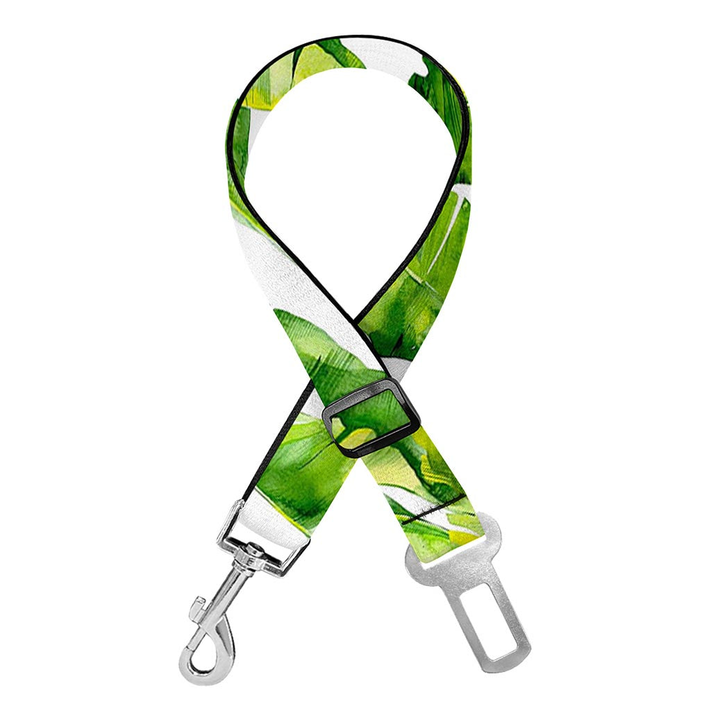Tropical Banana Leaves Pattern Print Dog Seat Belt