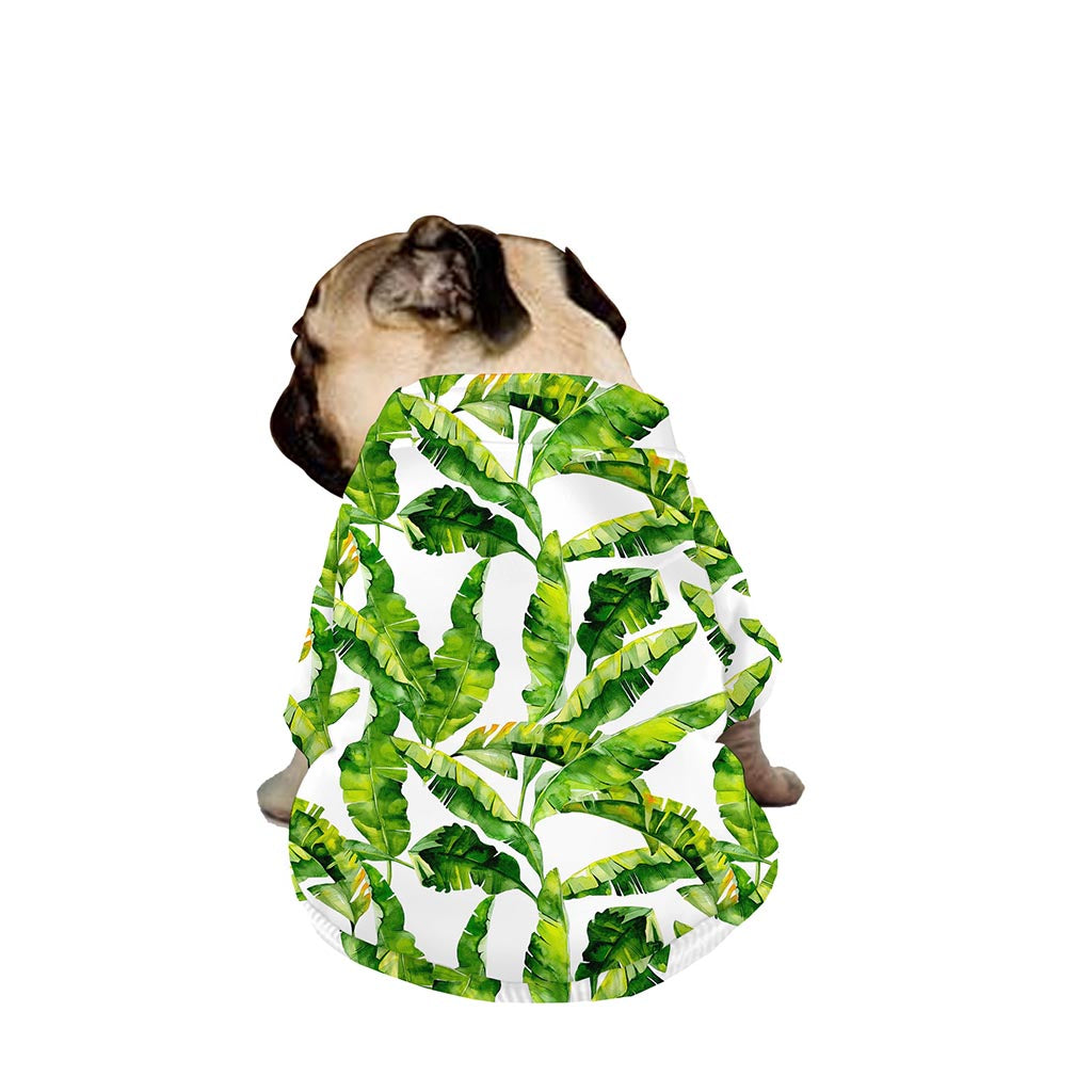 Tropical Banana Leaves Pattern Print Dog Zip Up Jacket