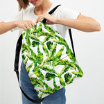 Tropical Banana Leaves Pattern Print Drawstring Backpack