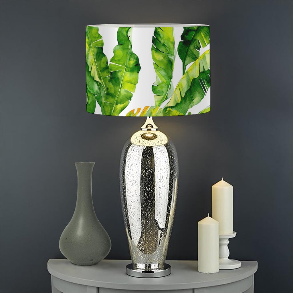 Tropical Banana Leaves Pattern Print Drum Lamp Shade