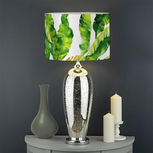 Tropical Banana Leaves Pattern Print Drum Lamp Shade