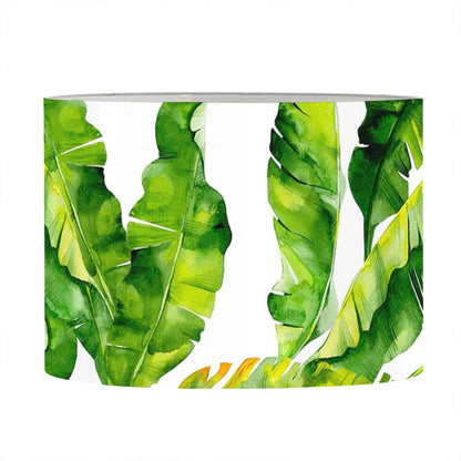 Tropical Banana Leaves Pattern Print Drum Lamp Shade