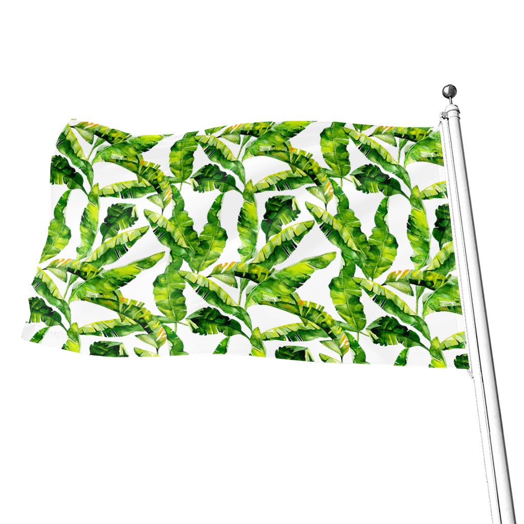 Tropical Banana Leaves Pattern Print Flag