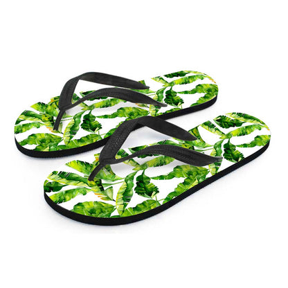 Tropical Banana Leaves Pattern Print Flip Flops