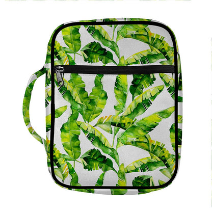 Tropical Banana Leaves Pattern Print Front Pocket Bible Bag