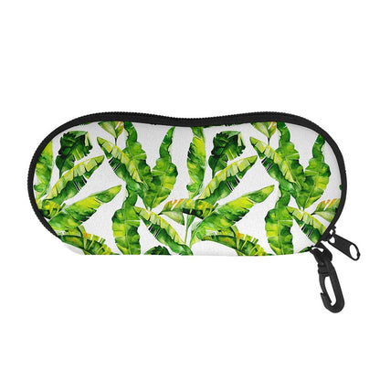 Tropical Banana Leaves Pattern Print Glasses Case