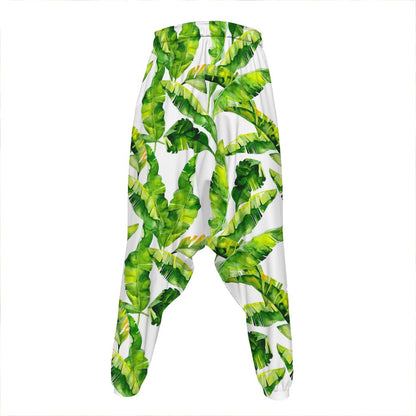 Tropical Banana Leaves Pattern Print Hammer Pants