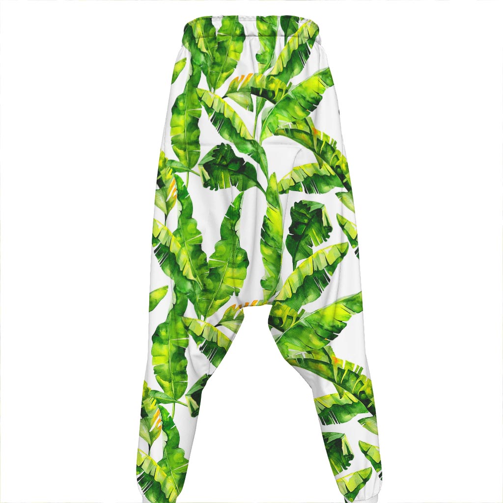 Tropical Banana Leaves Pattern Print Hammer Pants