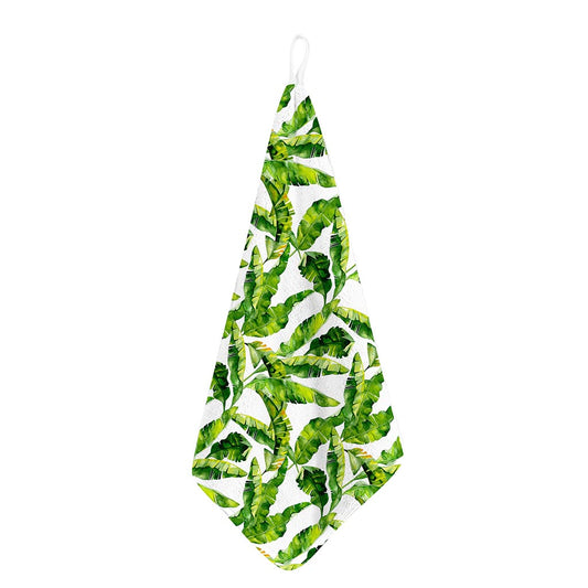 Tropical Banana Leaves Pattern Print Hand Towel