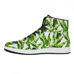 Tropical Banana Leaves Pattern Print High Top Leather Sneakers