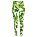 Tropical Banana Leaves Pattern Print High-Waisted Pocket Leggings
