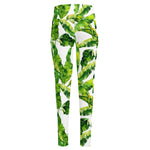 Tropical Banana Leaves Pattern Print High-Waisted Pocket Leggings