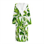 Tropical Banana Leaves Pattern Print Hooded Bathrobe