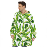 Tropical Banana Leaves Pattern Print Hoodie Blanket