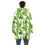 Tropical Banana Leaves Pattern Print Hoodie Blanket