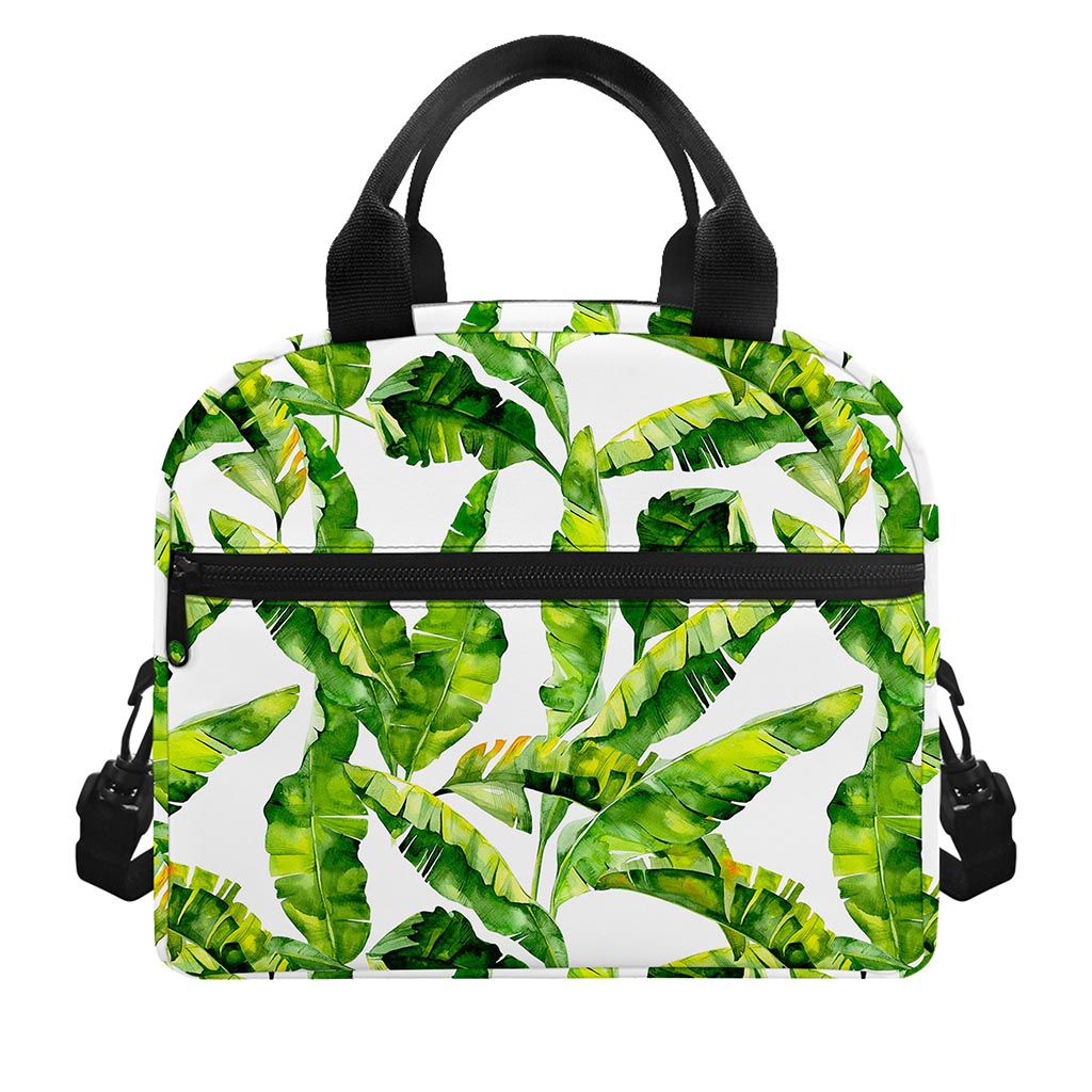 Tropical Banana Leaves Pattern Print Insulated Lunch Bag