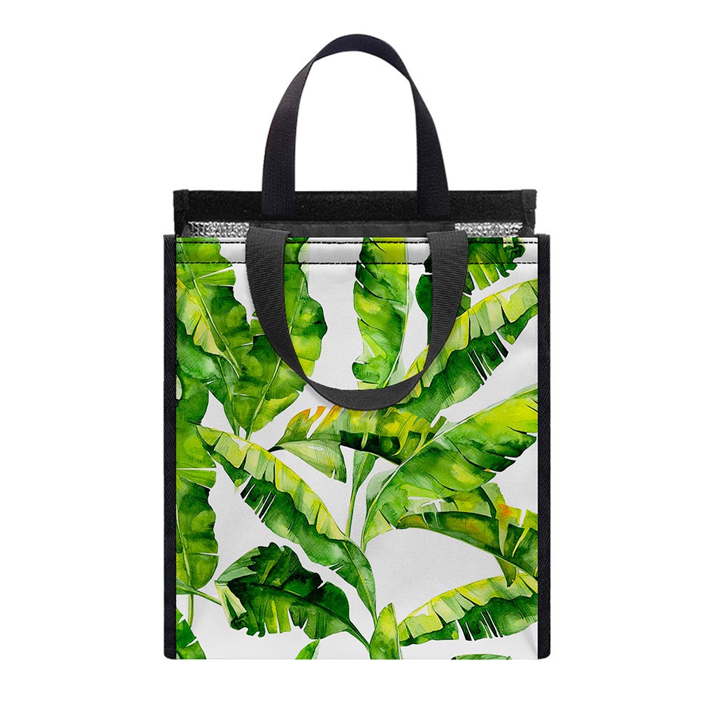 Tropical Banana Leaves Pattern Print Insulated Lunch Tote