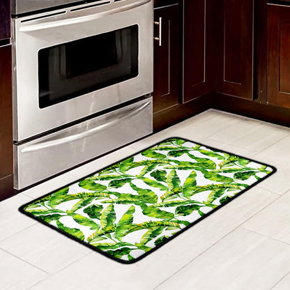 Tropical Banana Leaves Pattern Print Kitchen Mat