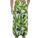Tropical Banana Leaves Pattern Print Lantern Pants