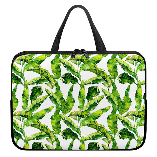Tropical Banana Leaves Pattern Print Laptop Sleeve With Handle