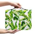Tropical Banana Leaves Pattern Print Leather Bible Cover