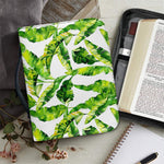 Tropical Banana Leaves Pattern Print Leather Bible Cover