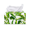 Tropical Banana Leaves Pattern Print Leather Tissue Box Cover