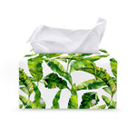 Tropical Banana Leaves Pattern Print Leather Tissue Box Cover